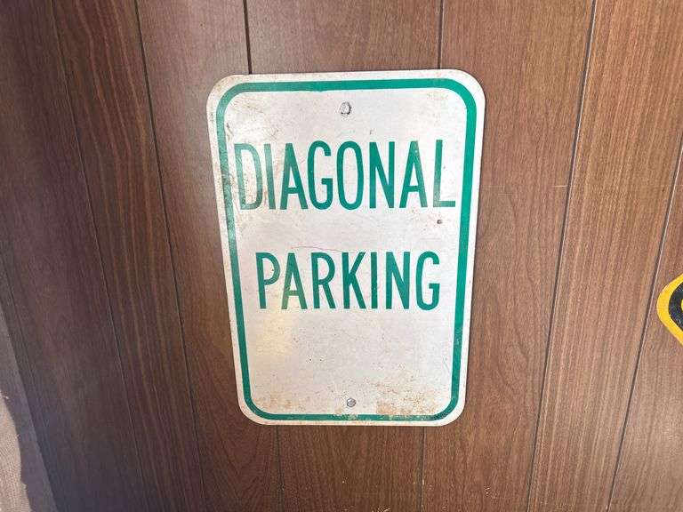 Road Closed & Diagonal Parking Signs