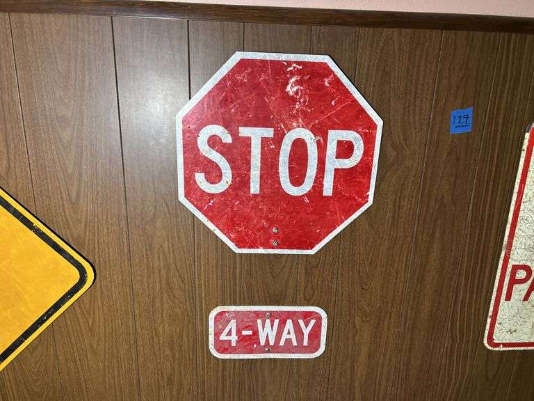 Stop, 4 Way, & No Parking Signs