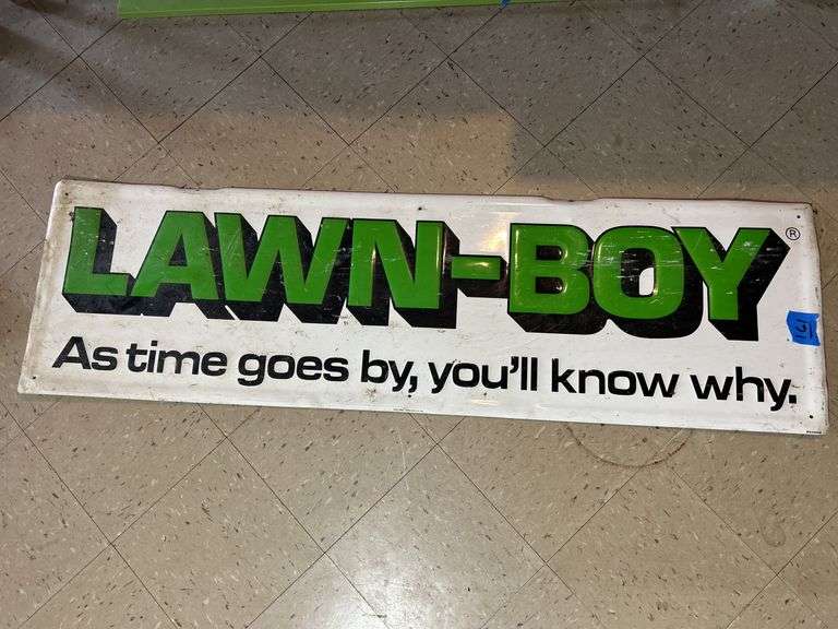 Embossed Lawn Boy Pressed Tin Sign