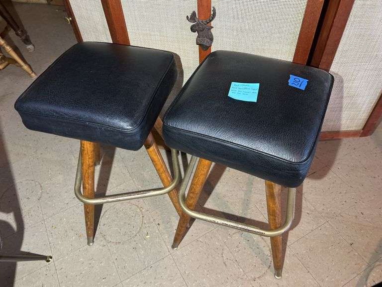 Pair of Padded Swivel Bar Stools