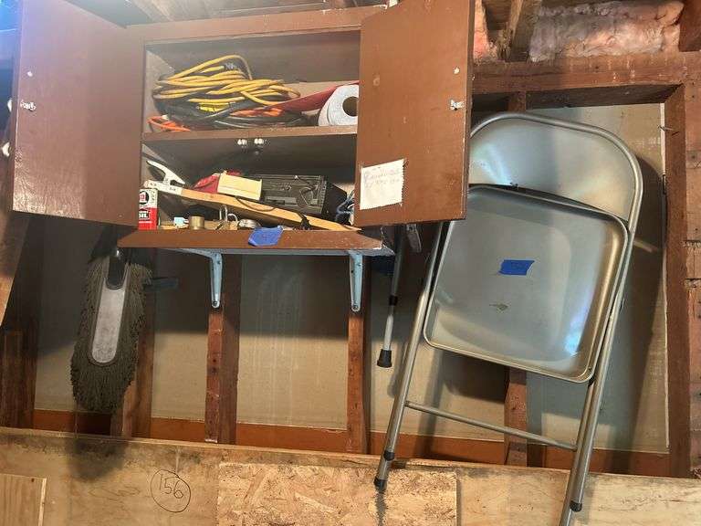 Contents of Cupboard - Padlocks, Radio, Extension Cords, & More