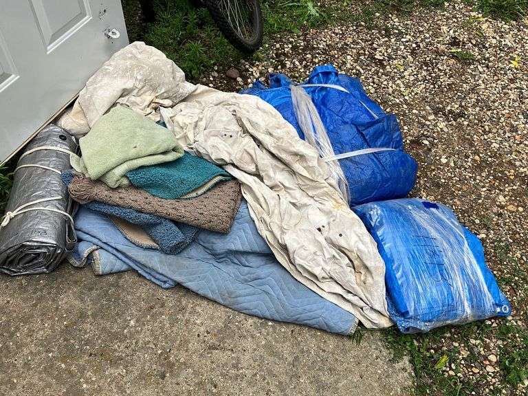 Collection of Tarps, Rugs, & Drop Cloth for Painting