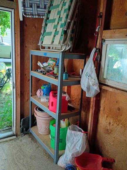 Metal Shelf with Contents