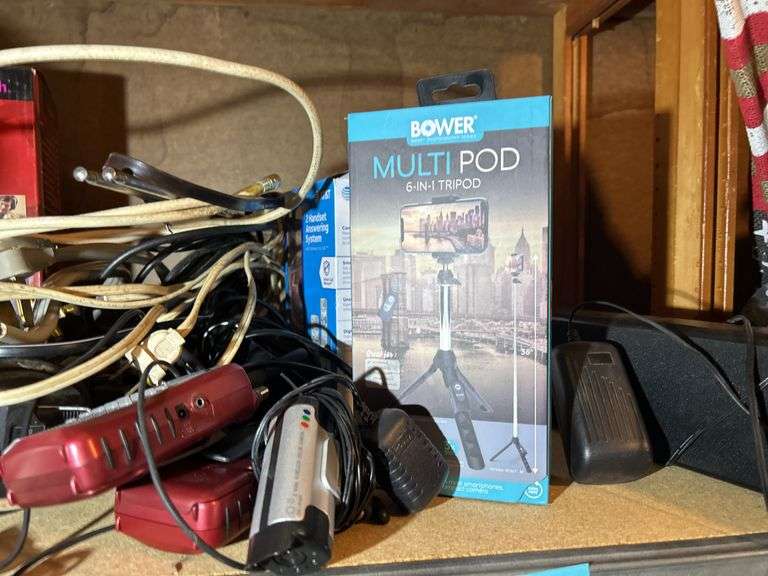 12 Volt Cooler, Walkie Talkies, Camera Tripod, Sound Bars, Cords, Rocket Fish Headphones, & More