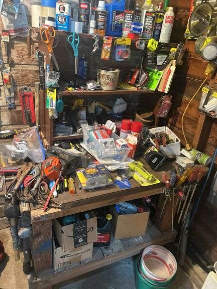 Contents of Shelf - Screwdrivers, Tools, Automotive Fluids, Magnets, & More