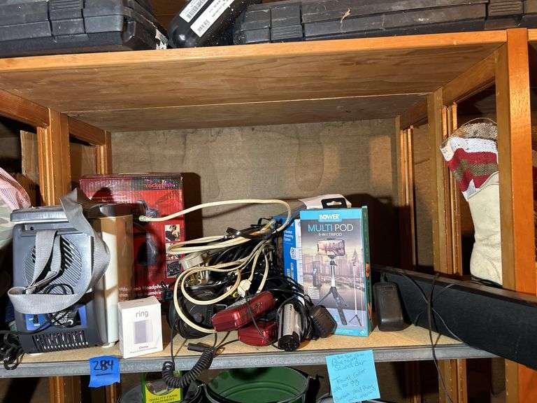 12 Volt Cooler, Walkie Talkies, Camera Tripod, Sound Bars, Cords, Rocket Fish Headphones, & More