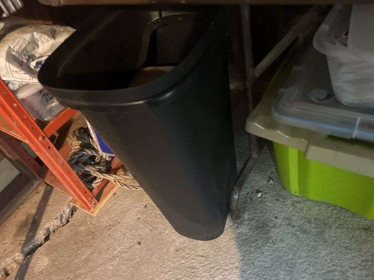 Items on the Floor - Trash Can, Bathroom Type Supplies, Shop Rags, Ajax Cleaner, & Plumbing Fittings