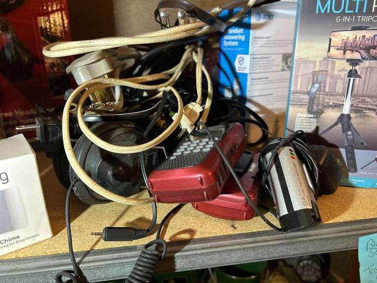 12 Volt Cooler, Walkie Talkies, Camera Tripod, Sound Bars, Cords, Rocket Fish Headphones, & More