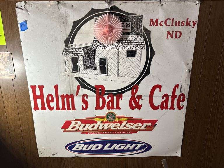 Sign From Helm's Bar & Cafe, Plus Rusty Nuts Sign