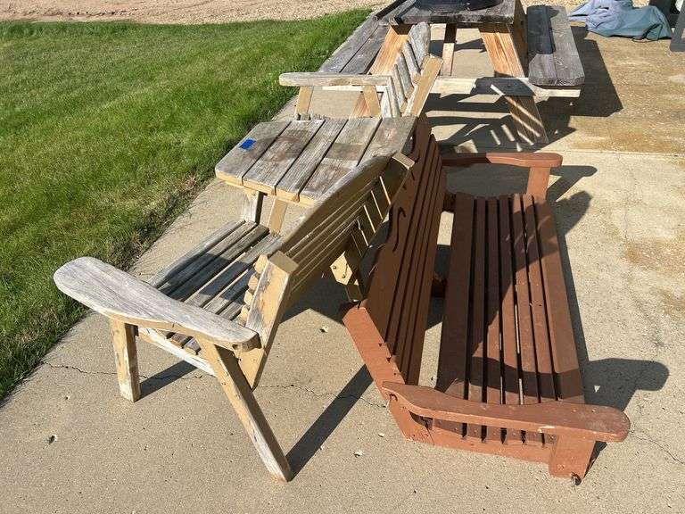 Wood Patio Chair Set & Porch Swing