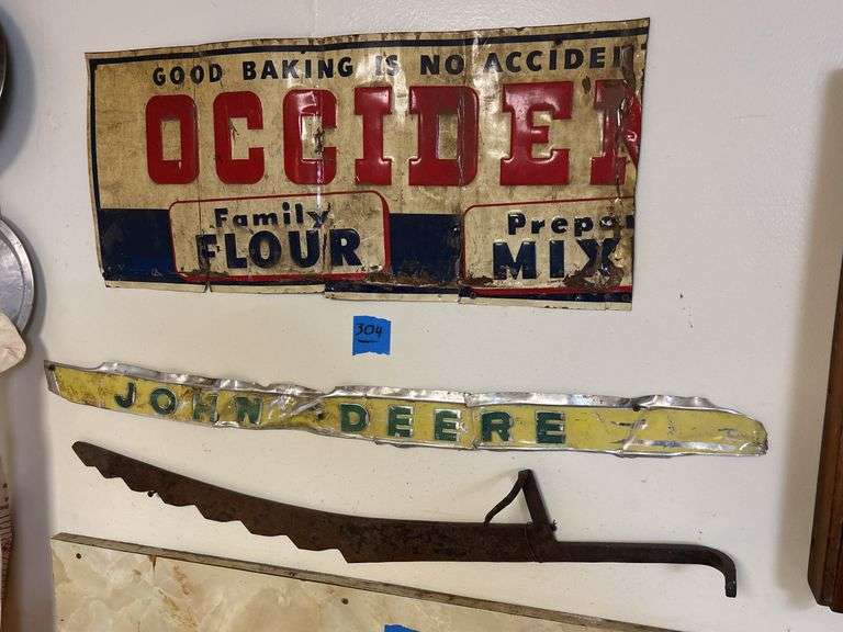 Partial Occident Sign, Hay Knife, & John Deere Panel