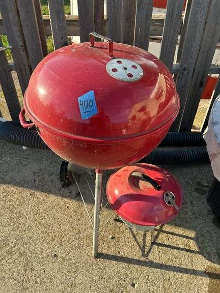 Two Red Charcoal Grills