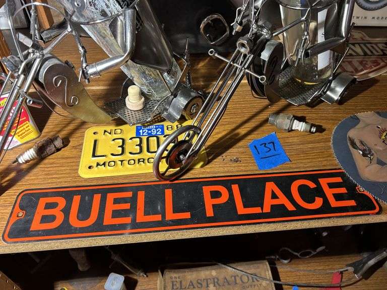 Two Harley-Davidson Signs & Related Motorcycle Themed Items