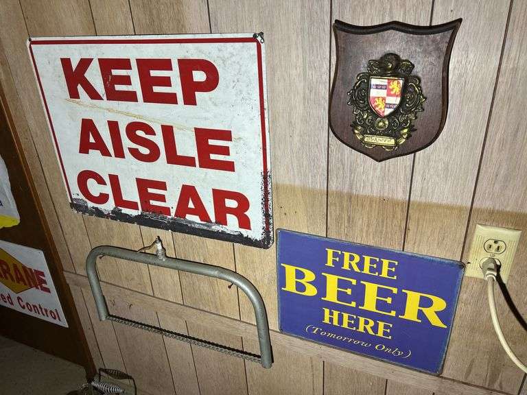 Busch, Winston, Coors, Marlboro, etc Signs, Skull, Paul's Belt, Norwegian Chain Saw