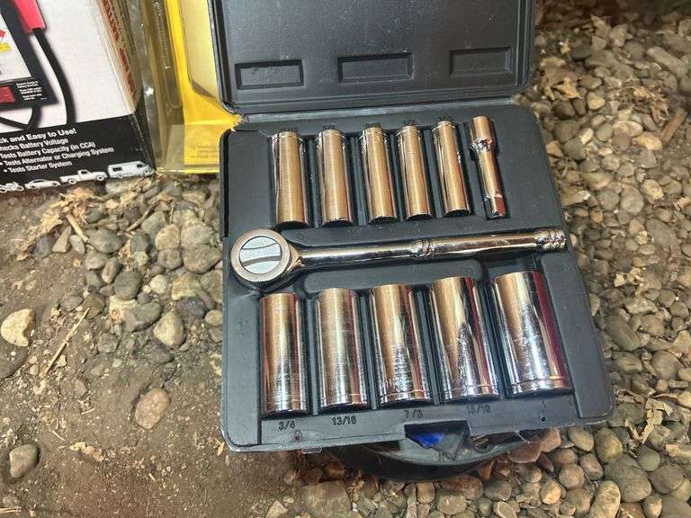 Romex 12/2 Wire, HVLP Spray Gun, Reel Of Cable, SAE Socket Set, & Battery Load Tester