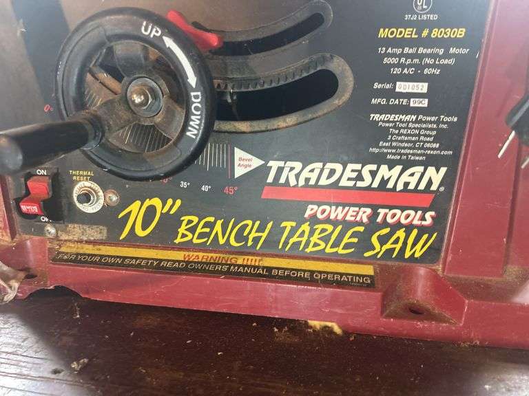 Tradesman 10-In Bench Table Saw