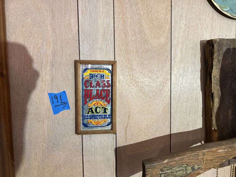 Group of Wall Hangings - Metal Signs, Hoofed Gun Holder, and More Decor