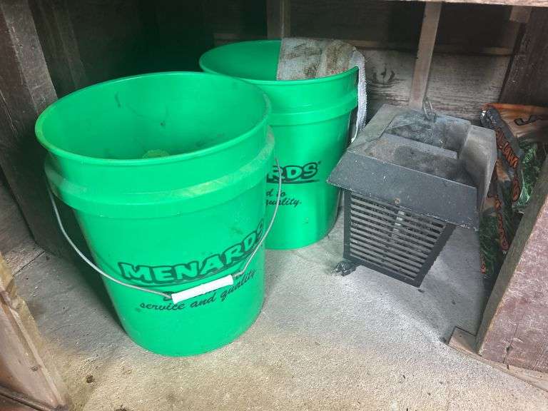 Contents of Shelf & Items on the Ground - Hardware Organizers, Jack Stands, Bottle Jacks, Grub Kille