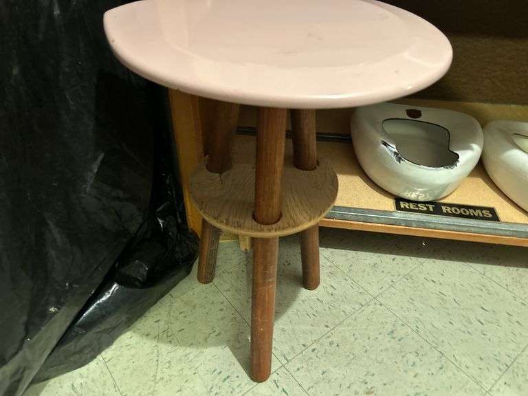 Enamel Bed Pans & a Stool
