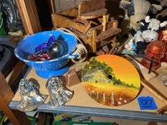 Figurines, Knick Knacks, Porcelain Strainer, Conestoga type Wagon, & More