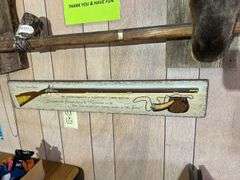Group of Wall Hangings - Metal Signs, Hoofed Gun Holder, and More Decor