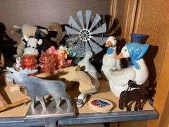 Figurines, Knick Knacks, Porcelain Strainer, Conestoga type Wagon, & More