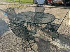 Oval Metal Patio Table & 4 Chairs