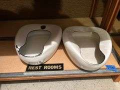 Enamel Bed Pans & a Stool