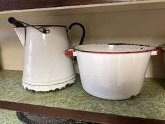 Enamel Coffee Pots, Other Enamel Pieces, Teapots, & Pitchers