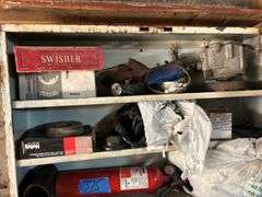 Shelf Of Items - License Plates, Tape Measure, Good Fire Extinguisher, Alternator, & More