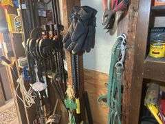 Items on the Wall & in the Cupboard - Extension Cords, Clamps, Bungee Cords, Yard Sprayers, Screws, 