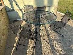 Round Metal Patio Table & 3 Chairs