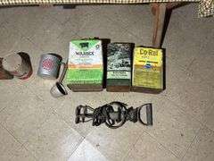 Collection of Oil Cans & Related Plus a "B" Branding Iron & a Bench
