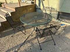 Round Metal Patio Table & 3 Chairs