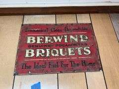 Berwind Genuine Pocahontas Briquets Embossed Metal Sign