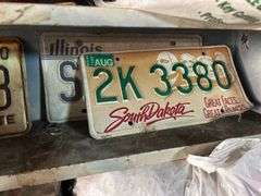Shelf Of Items - License Plates, Tape Measure, Good Fire Extinguisher, Alternator, & More