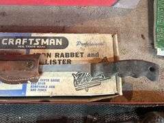 Craftsman Rabbet Plane, 1968 Chevy Owners Manual, Clipboard from Norma ND, Buck Knife, & Weathervane