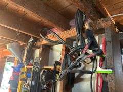 Items on the Wall & in the Cupboard - Extension Cords, Clamps, Bungee Cords, Yard Sprayers, Screws, 