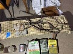 Collection of Oil Cans & Related Plus a "B" Branding Iron & a Bench