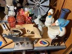 Figurines, Knick Knacks, Porcelain Strainer, Conestoga type Wagon, & More