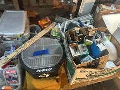 Contents of Tabletop - Tools, Wrenches, Painting Supplies, Fixtures, Copper Fittings, & Map Pro Gas