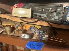 Contents of Cupboard - Padlocks, Radio, Extension Cords, & More