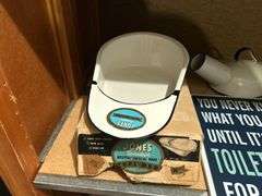 Enamel Bed Pans & a Stool