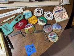 Pinback Buttons, Advertising, Placemats Including John Deere, & Henry Ford's Book "My Life