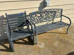 Metal Bench & Wood Chair