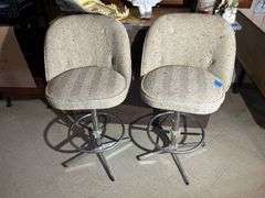 Pair of Padded Swivel Bar Stools