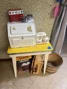 Small Yellow Table, Bread Box, Basket, Liquid Dispenser, & More
