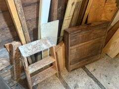 Collection of Wood Pieces, Small Step Ladder, & Drawer