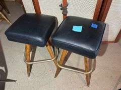 Pair of Padded Swivel Bar Stools