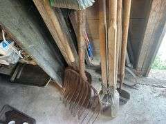 Wooden Shelf with Contents & Tools